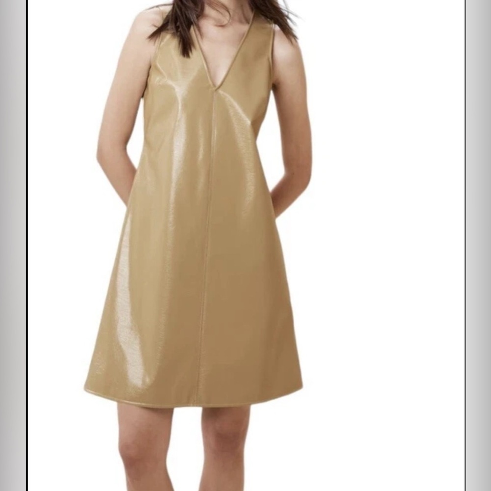 Banana Republic Mini Dress Medium Tan Vegan Leather Sleeveless new with tags